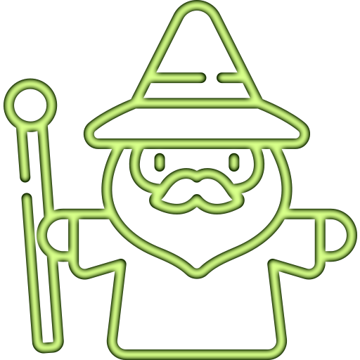 it's a green icon of a wizard